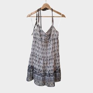 NEW American Eagle Western Boho Paisley Halter Mini Dress- size 4 Tiered AE